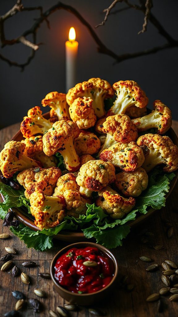 crispy halloween cauliflower wings