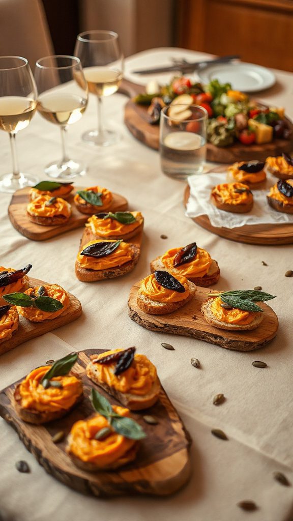 crispy pumpkin garlic crostini