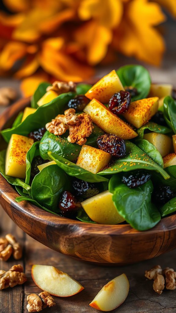 curried apple spinach salad