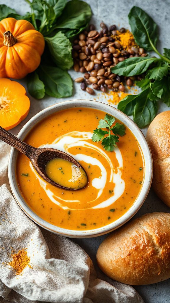 curried spinach lentil soup