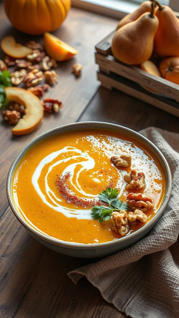 curry flavored pumpkin pear soup