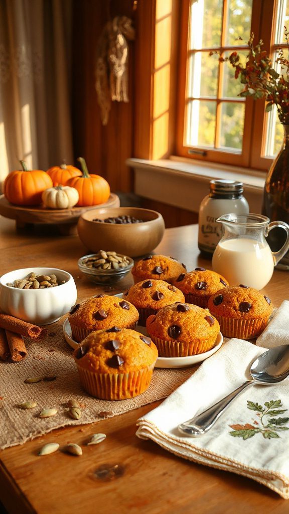 delicious pumpkin chocolate muffins