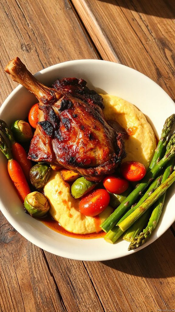 duck confit polenta asparagus bowl