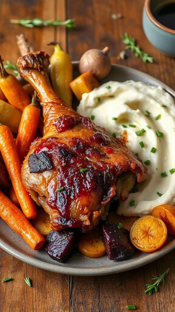 duck confit with parsnip mash