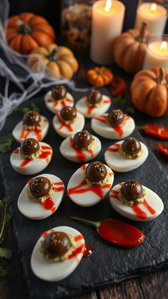 eerie halloween deviled eggs