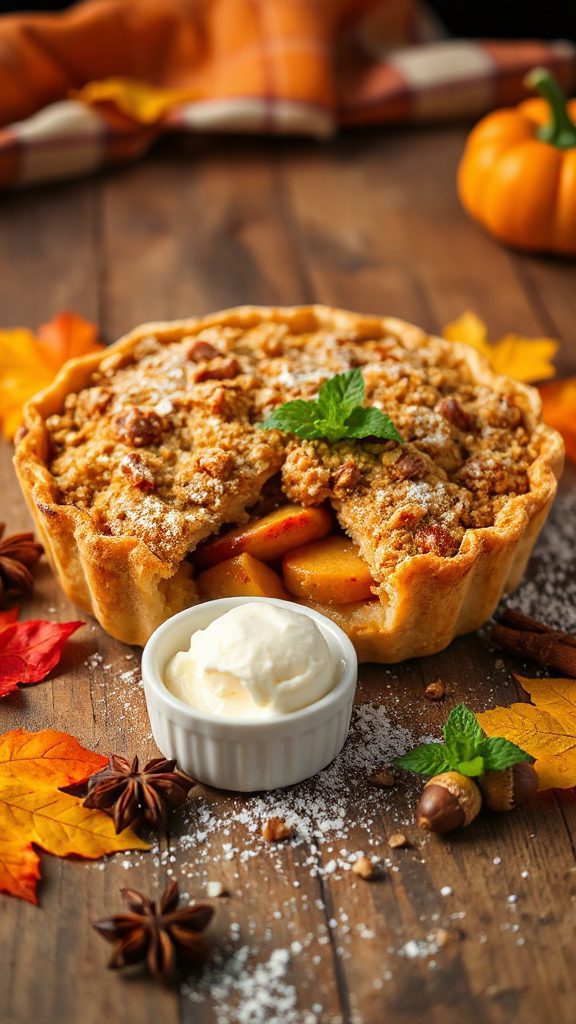 fall flavored apple crumble pie