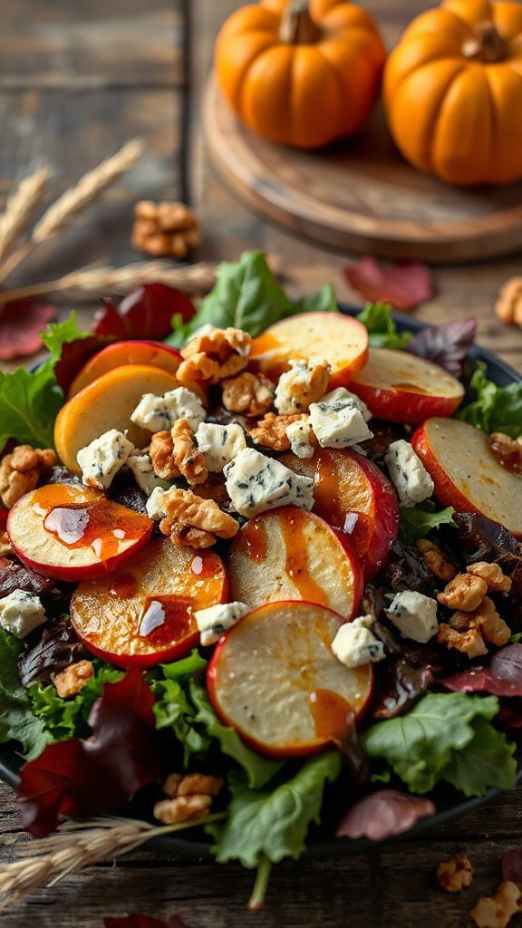 fall inspired apple blue cheese salad