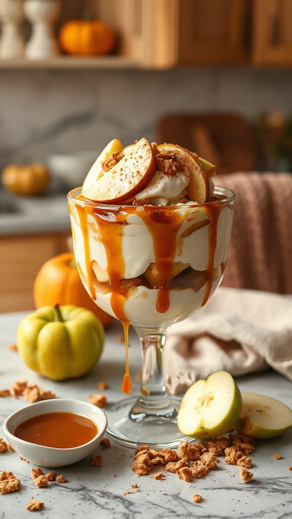 fall inspired caramel apple parfaits