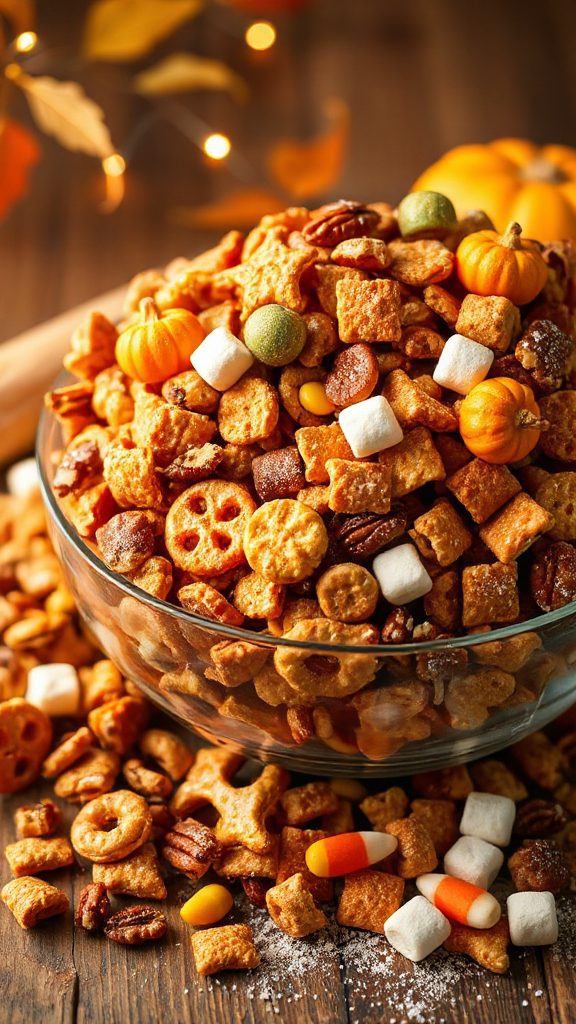 festive autumn chex mix
