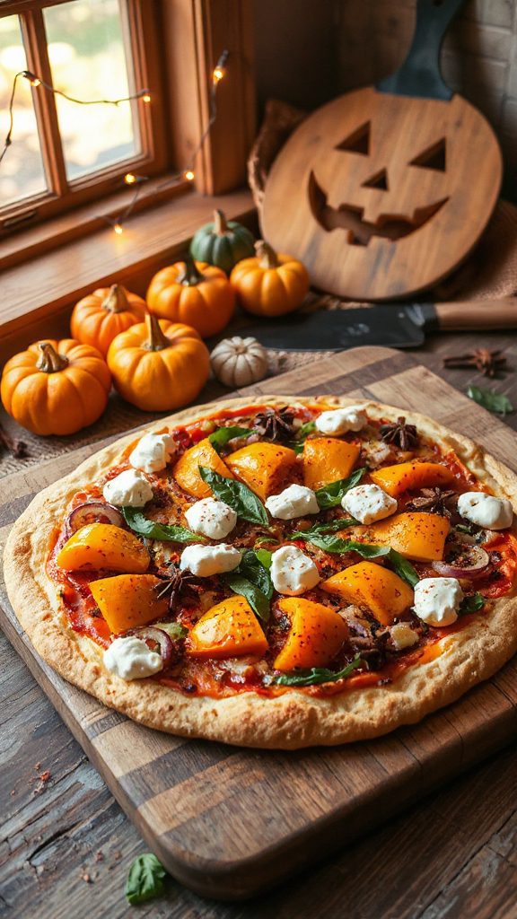 festive autumn veggie pizza
