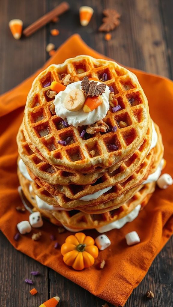 festive banana nut waffles