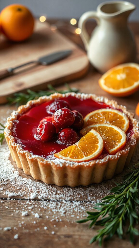festive cranberry orange tart