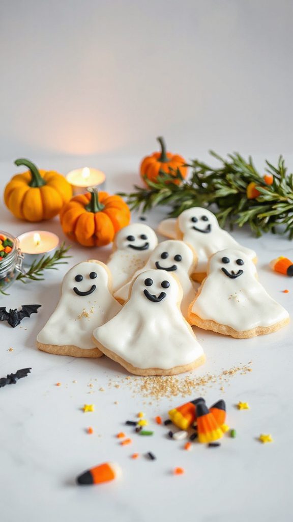 festive ghost shaped sugar cookies
