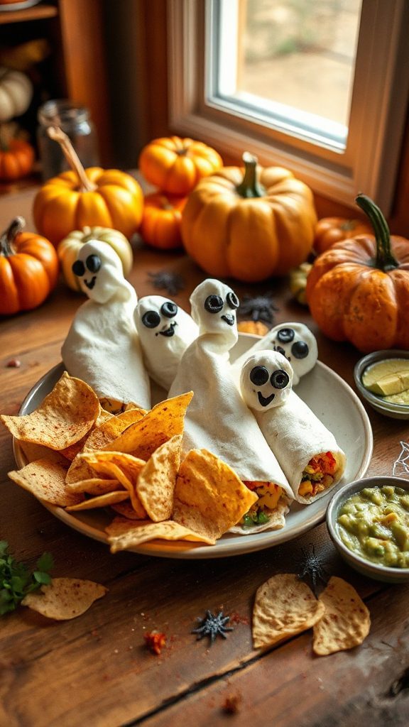 festive halloween breakfast burritos