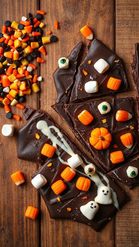festive halloween candy bark