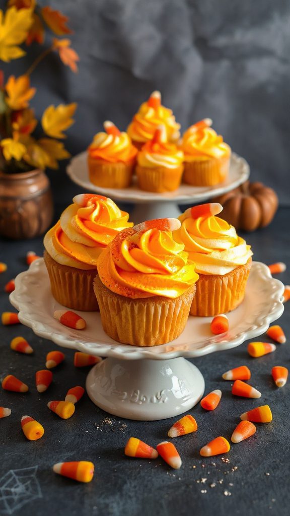 festive halloween candy cupcakes