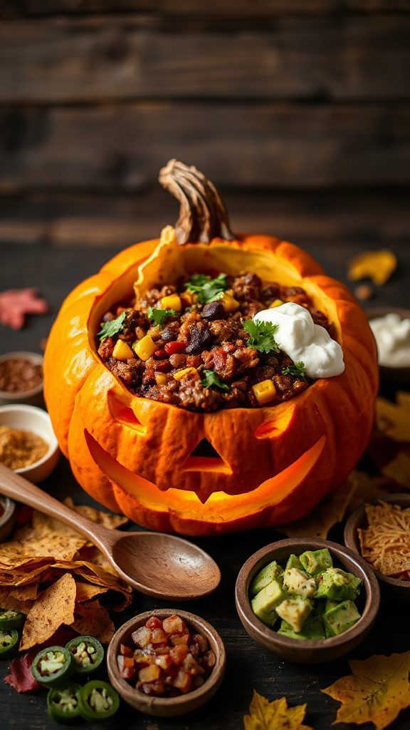 festive halloween chili presentation