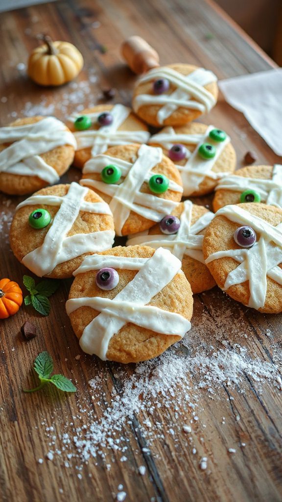 festive halloween mummy cookies