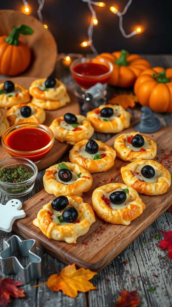 festive halloween pizza bites