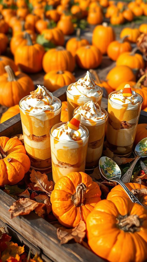 festive halloween pumpkin parfaits
