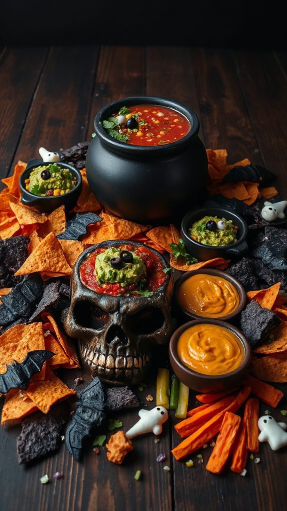 festive halloween salsa dip