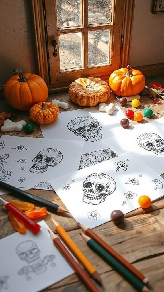 festive halloween skull sketch