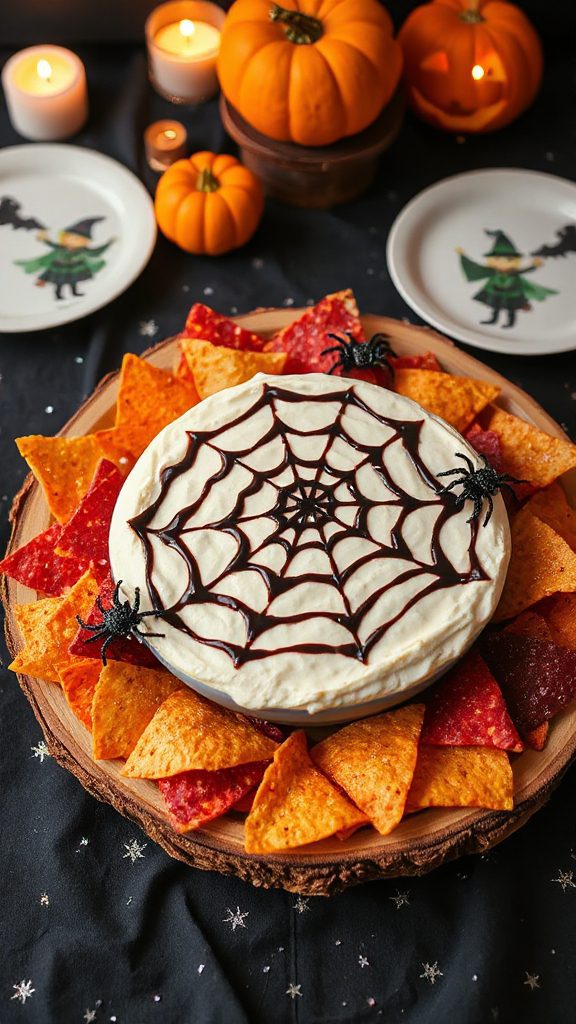 festive halloween spider web dip