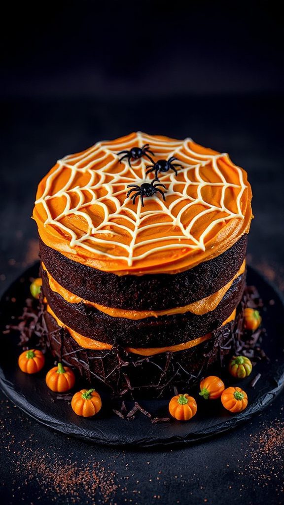 festive halloween spiderweb cake