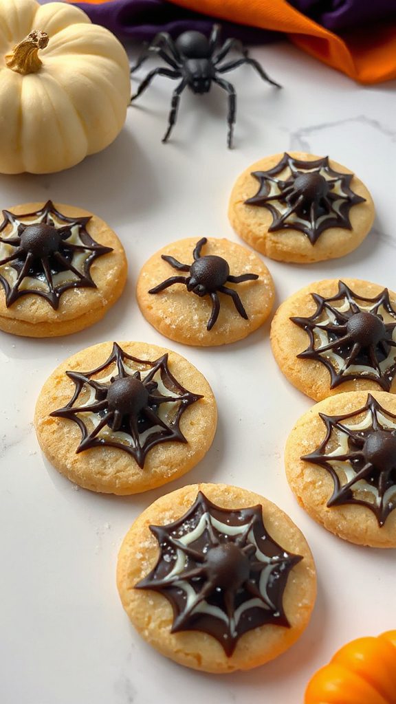festive halloween spiderweb cookies