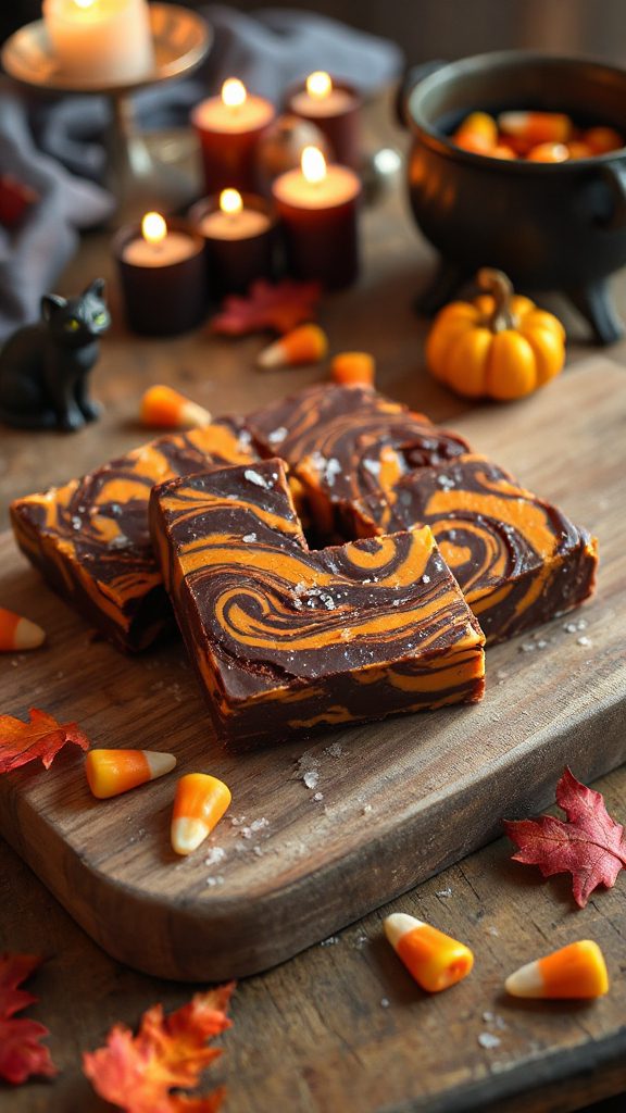 festive halloween swirl fudge