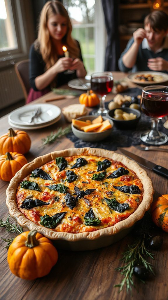 festive halloween themed quiche recipe