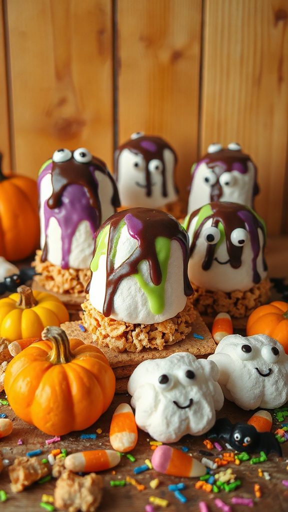 festive monster marshmallow treats