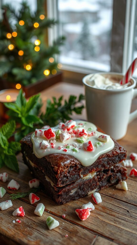 festive peppermint chocolate brownies