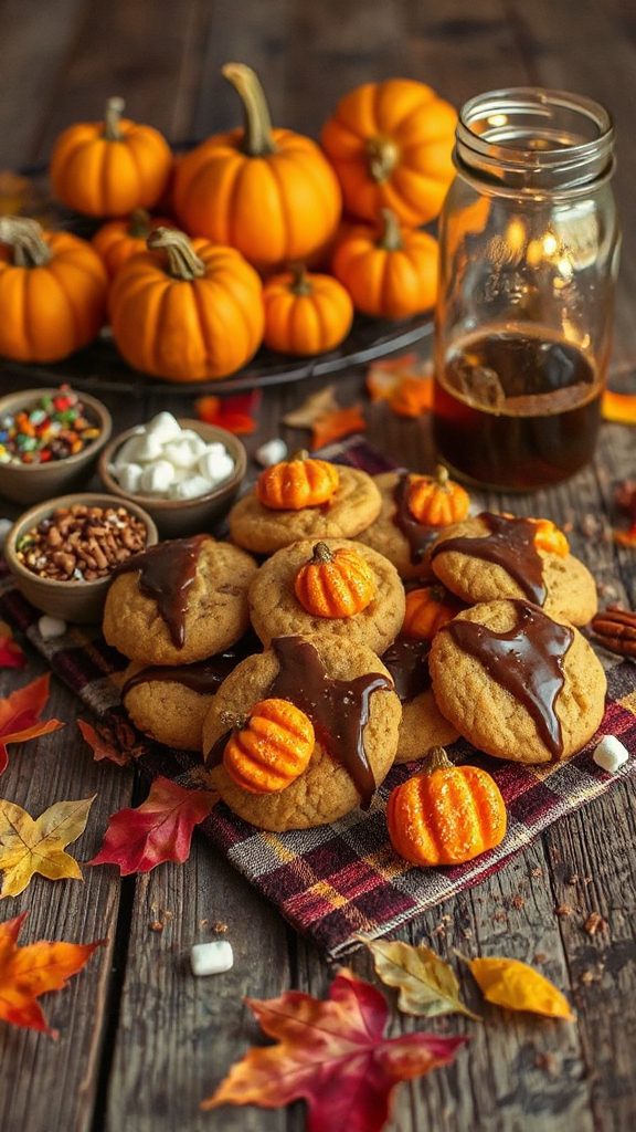 festive pumpkin shaped cookies