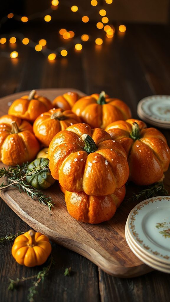festive pumpkin shaped dinner rolls