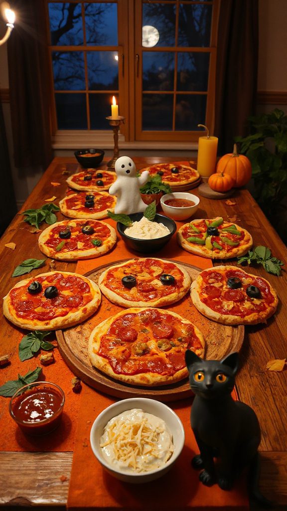 festive pumpkin shaped pizzas