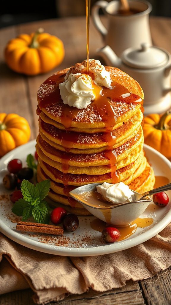festive pumpkin spice pancakes