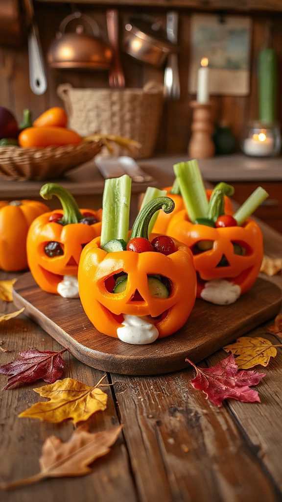 festive pumpkin veggie cups