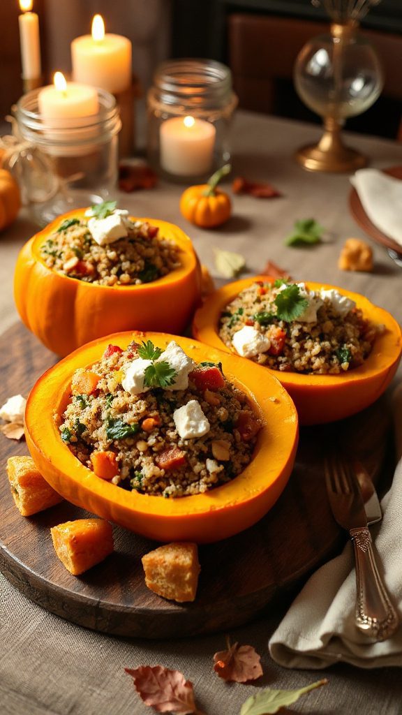 festive quinoa stuffed pumpkins