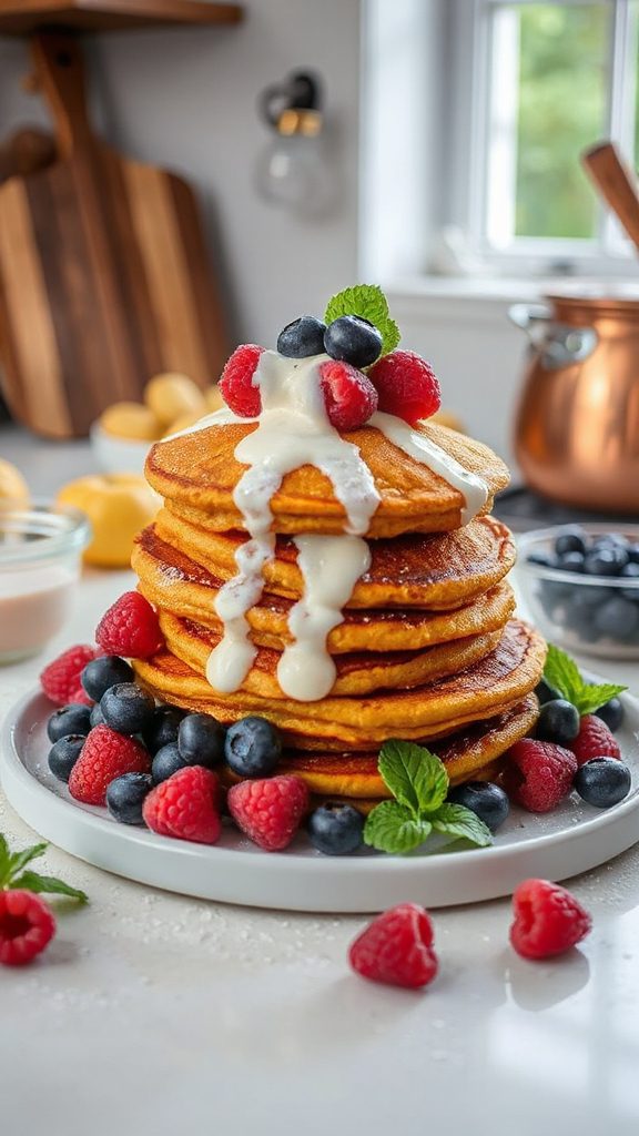 fluffy vegan pumpkin pancakes