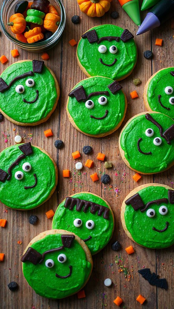 frankenstein halloween monster cookies