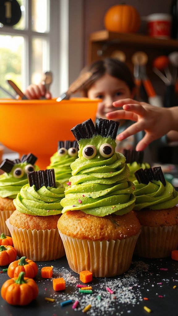 frankenstein themed halloween cupcakes