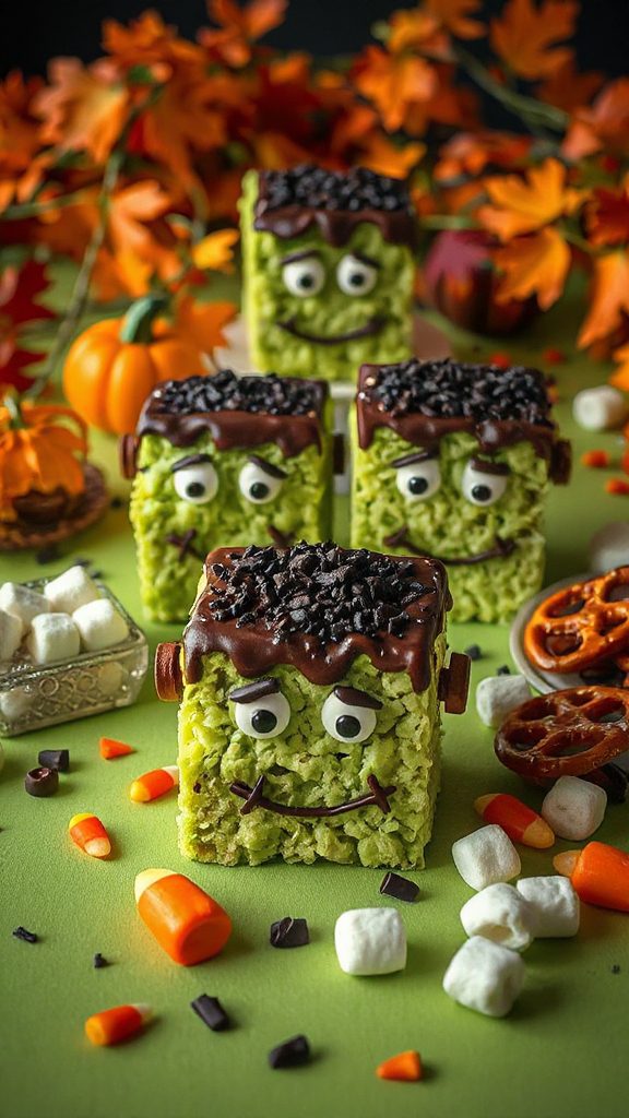 frankenstein themed rice krispie treats