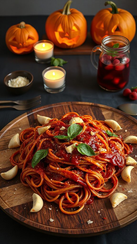 garlic infused halloween pasta dish