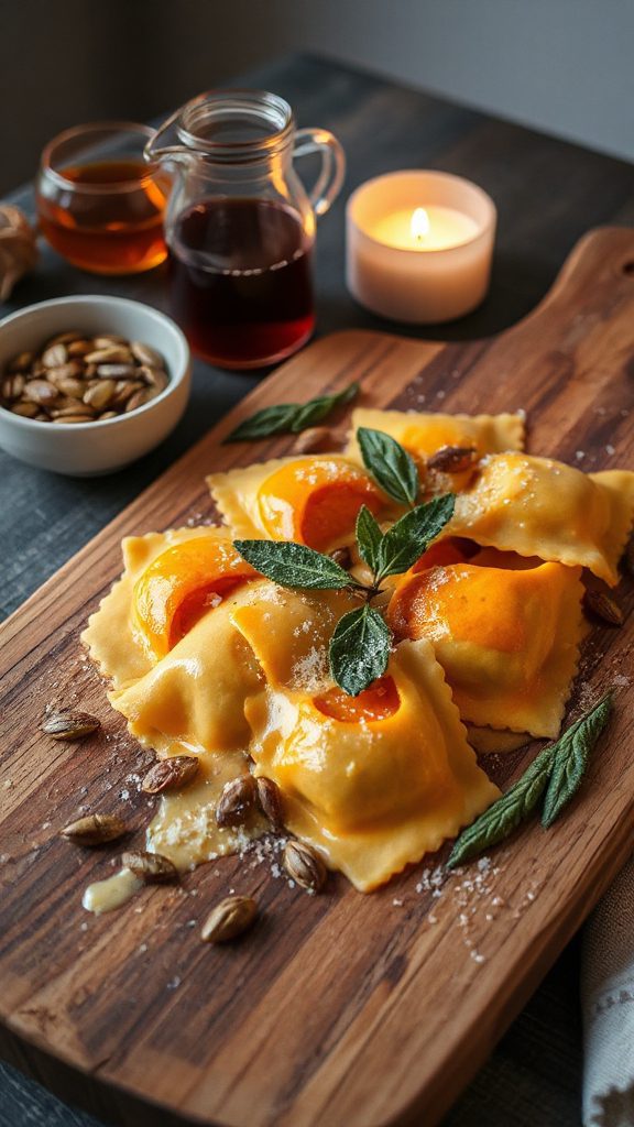 garlic infused pumpkin ravioli delight