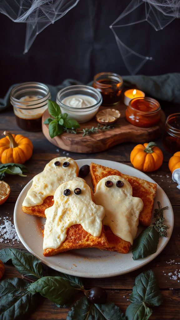 ghost shaped grilled cheese sandwiches