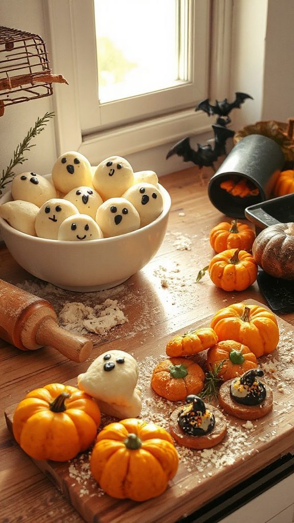 ghost shaped halloween dinner rolls