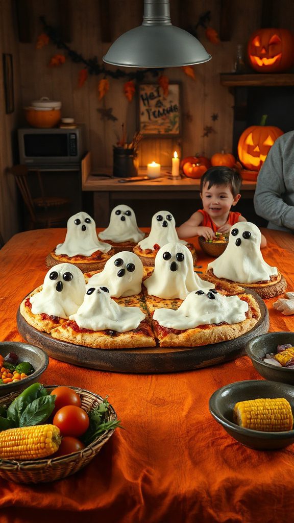 ghost shaped halloween pizza fun