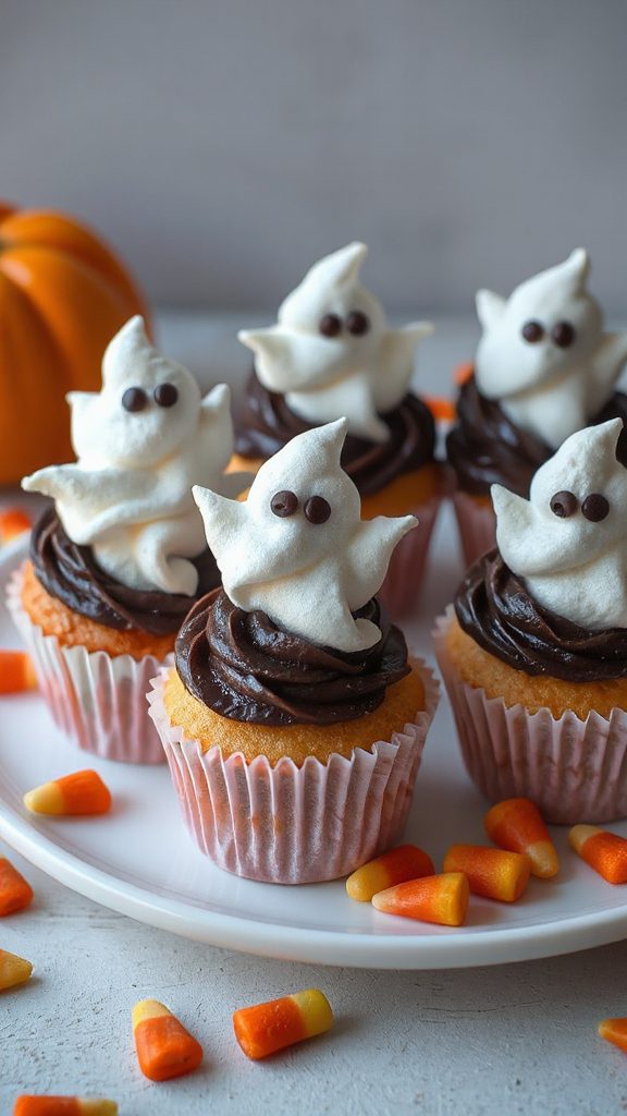 ghost shaped meringue dessert topping
