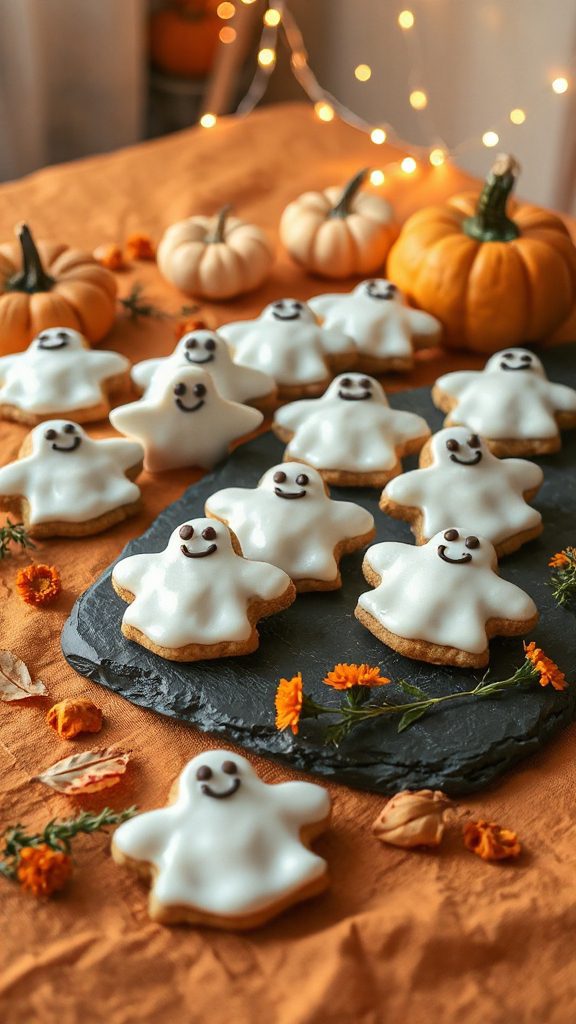 ghost shaped pumpkin spice cookies